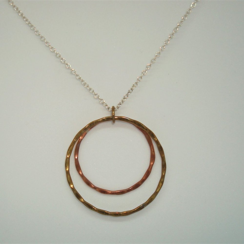 18" Sterling Silver, Brass & Copper Necklace
